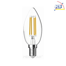 LED candle shape filament C35, E14, 5.3W 2700K 470lm, CRi >90, dimmable, clear