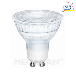 LED PAR16 glass reflector lamp, GU10, 5.5W 2800K 390lm 35, dimmable
