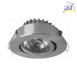 Recessed LED spot RICO HR, IP44, 6.5W 2800K 500lm 36, CRi> 90, swiveling, dimmable, brushed nickel