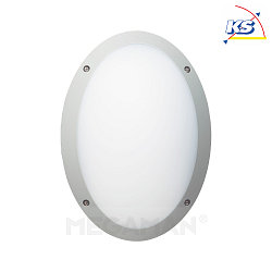 Outdoor surface mounting LED luminaire FONDA, IP66 IK10, OVAL, 32.8 x 23.5cm, 10.5W 4000K 800lm, vandalism protected, silver