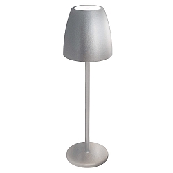 Batteri bordlampe TAVOLA PREMIUM med USB tilslutning, med touch-d�mper, magnetisk montering IP54, s�lv d�mpbar
