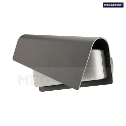 Outdoor LED wall luminaire DESINNI with Dach, IP65, 13W 3000K 400lm, silver grey / opal