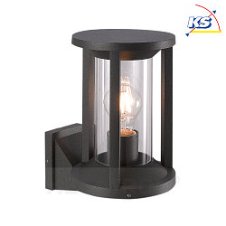 Outdoor wall luminaire CILLO, IP65, height 27.6cm, E27 max. 15W, anthracite alu diecast / clear glass cylinder