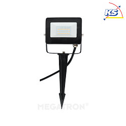 Outdoor LED RGB/W floodlight, IP65, 10W RGB/3000K 900lm 100, remote-dimmable, incl. ground spike + bracket + 300cm cable