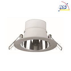 Recessed LED downlight SIENA Dim DL, IP23, round,  11cm, 230V AC, 13W 2800K 900lm 60, silver, dimmable, fixed