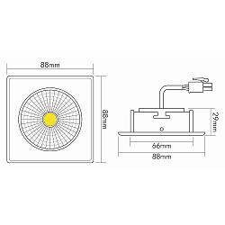 Downlight 5068Q ECO FLAT BIO firkantet IP40, nikkel b�rstet d�mpbar