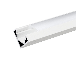 Aluminium Hj�rne Profil 2 OP, 200cm, til LED Strips op til 1.2cm bredde, hvid mat