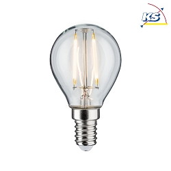 LED Filament Drop lamp P45, 230V, E14, 4.8W 2700K 470lm, dimmable, glass clear