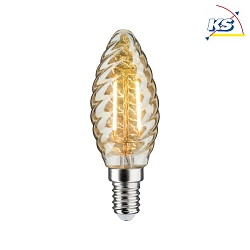 LED Filament Candle Lamp turned, 230V, E14, 2.6W 2500K 260lm, gold glass clear