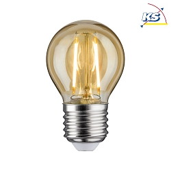 LED Filament Drop Lamp P45, 230V, E27, 2.6W 2500K 260lm, gold glass clear