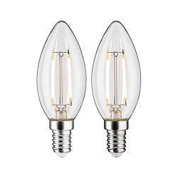 Gl�dep�re kerteformet FILAMENT C35 s�t med 2, omskiftelig E14 2,7W 250lm 2700K CRI >80 