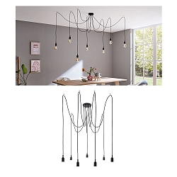 Pendant luminaire NEORDIC KETIL, 7 flames, 7x E27 max. 20W, individual, black