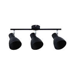 Spot DAVY 3-flammer E27, chrom, sort mat d�mpbar