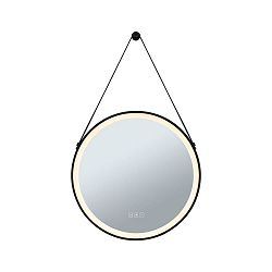 Spejl med belysning MIRRA � 60CM rund, CCT Switch, med touch-d�mper, med tape, med varmefunktion IP44, sort mat d�mpbar