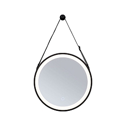 Spejl med belysning MIRO � 40CM rund, tunable white, med suspensionss�t IP44, sort mat 