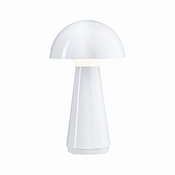 Batteri bordlampe ONZO med USB tilslutning, med touch-d�mper IP44, blank, hvid d�mpbar
