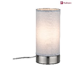 table lamp PIA cylindrical, with switch E14, brushed iron, white dimmable