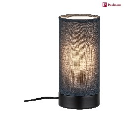table lamp PIA cylindrical, with switch E14, grey, black matt dimmable