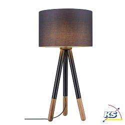 Paulmann Table lamp Neordic Rurik 1 flame with fabric shade gray/wood