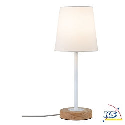 Paulmann Table lamp Neordic Stellan 1 flame with fabric shade white/wood