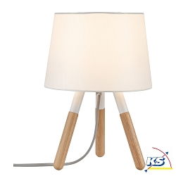 Paulmann Table lamp Neordic Berit 1 flame with fabric shade white/wood