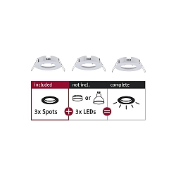 Indbygningslampe CHOOSE stiv, s�t med 3 IP44, hvid mat d�mpbar