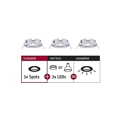 Indbygningslampe CHOOSE stiv, s�t med 3 IP44, chrom d�mpbar