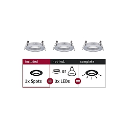 Indbygningslampe CHOOSE stiv, s�t med 3 IP44, aluminium d�mpbar