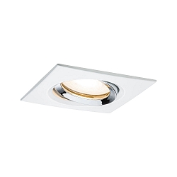 Paulmann Indbygningslampe LED Nova, IP65, firkantet, hvid/chrom, s�t af 1 drejelig, 7W GU10
