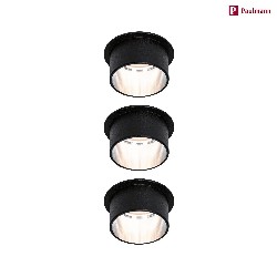 recessed luminaire GIL COIN LED round, rigid, set of 3 IP44, brushed iron, black matt dimmable 470lm 2700K CRI >80