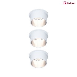 recessed luminaire GIL COIN LED round, rigid, set of 3 IP44, brushed iron, white matt dimmable 470lm 2700K CRI >80