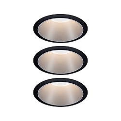 Set of 3 Recessed spot LED COLE IP44, fixed, with LED COIN Module, 230V, 6.5W 2700K460lm 100�, 3-step dimmable, black / silver