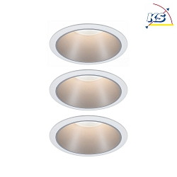 Indbygningslampe COLE COIN LED stiv, sæt med 3 IP44, sølv, hvid dæmpbar 6,5W 460lm 2700K 100° 100° CRI >80