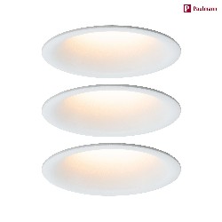 recessed luminaire CYMBAL COIN LED rigid, Dim-To-Warm, set of 3 IP44, white matt dimmable 19