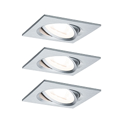 recessed luminaire NOVA LED square, swivelling, set of 3 GU10 IP23, aluminium  19,5W 460lm 2700K 38� 38� CRI >80