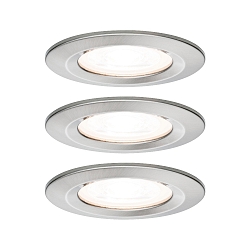 Indbygningslampe NOVA LED rund, stiv, s�t med 3 GU10 IP44, jern b�rstet  19,5W 460lm 2700K 38� 38� CRI >80