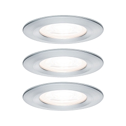 Indbygningslampe NOVA LED rund, stiv, s�t med 3 GU10 IP44, aluminium  460lm 2700K 38� 38� CRI >80