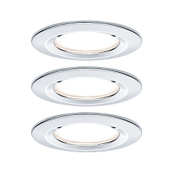 Indbygningslampe NOVA LED rund, stiv, s�t med 3 GU10 IP44, chrom  460lm 2700K 38� 38� CRI >80