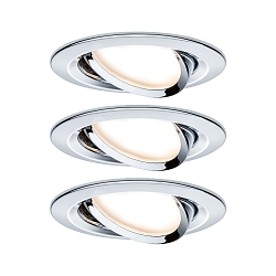 recessed luminaire NOVA COIN LED round, swivelling, set of 3 IP23, chrome  19,5W 460lm 2700K 100� 100� CRI >80