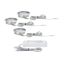 LED M�bler Indbygningslampe S�T LED, 3x4,5W, 12VA, 230V/350mA, 65mm, b�rstet jern