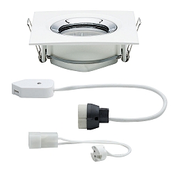 Paulmann Indbygningslampe LED Nova, IP65, firkantet, hvid/chrom, s�t af 1 drejelig