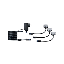 Paulmann Plug&Shine Gulvindbygningslampe s�t af 3 FLOOR ECO, IP65, 24V, 3x 1.3W 3000K 50lm 90�, d�mpbar, s�lv