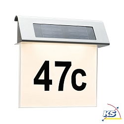 LED House number luminaire SPECIAL LINE LED Solar lamp, IP44, 1x0,2W, stainless steel/white