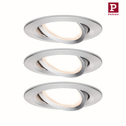 Paulmann Indbygningslampe LED Coin Slim, IP23, rund, 6,8W, st af 3 dmpbar og drejelig, aluminium