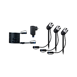 LED Udend�rslampe PLUG & SHINE grundlag Set jordspyd Pike, 3x 3,5W, 3000K, 240lm, IP65, d�mpbar, antracit