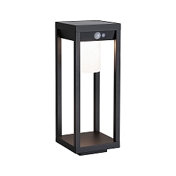 Solar gulvlampe SOLAR MARISOL med sensor IP44, sort, hvid mat 