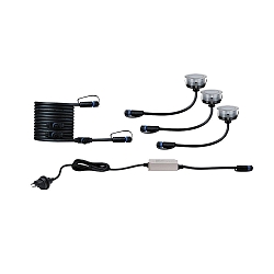 Gulvindbygningslampe FLOOR PLUG & SHINE CH s�t med 3 IP67, s�lv 