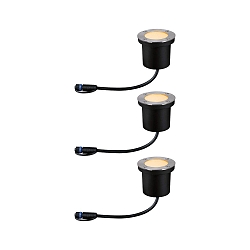 Gulvindbygningslampe FLOOR SET PLUG & SHINE s�t med 3, insektvenlig IP67, antracit, opal 