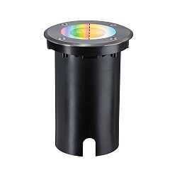 Gulvindbygningslampe FLOOR RGBW rund, ZigBee styrbar IP67, sort d�mpbar