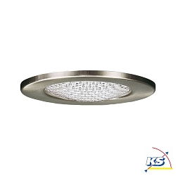 Furniture recessed luminaire, protective glass structured, 12V, G4, 66mm, brushed iron